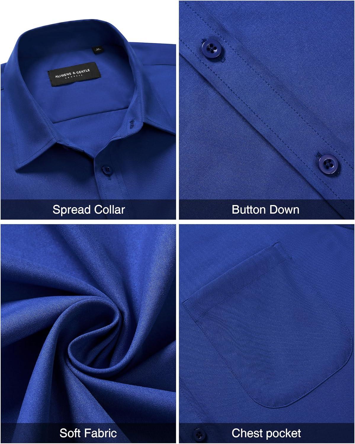 imageAlimens amp Gentle Mens Short Sleeve Dress Shirts Wrinkle Free Untucked Casual Button Down ShirtRoyal Blue
