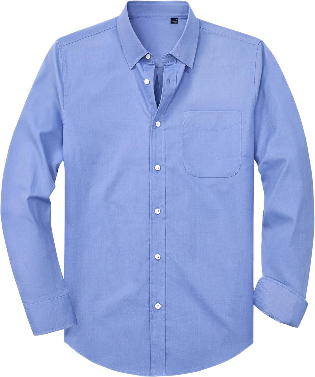 imageAlimens amp Gentle Mens Solid Oxford Shirt Long Sleeve Stretch Button Down Shirts with Pocket Casual Work