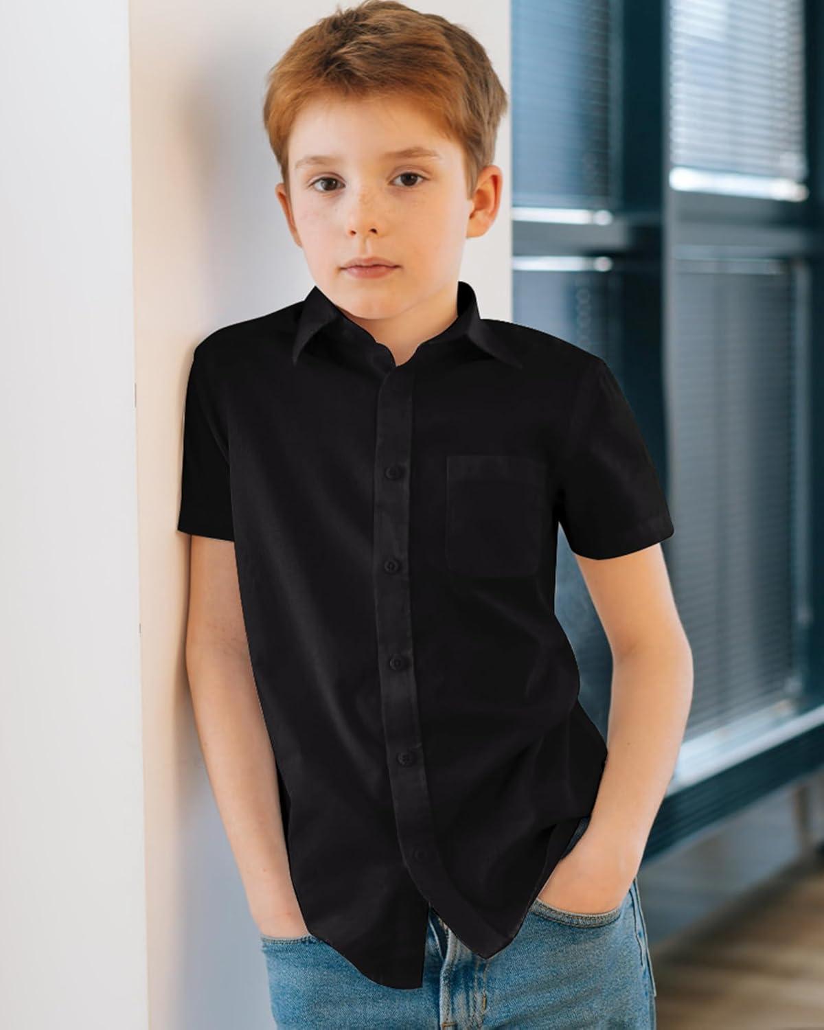 imageAlimens amp Gentle Mens and Boys Short Sleeve Dress Shirts Wrinkle Free Button Down