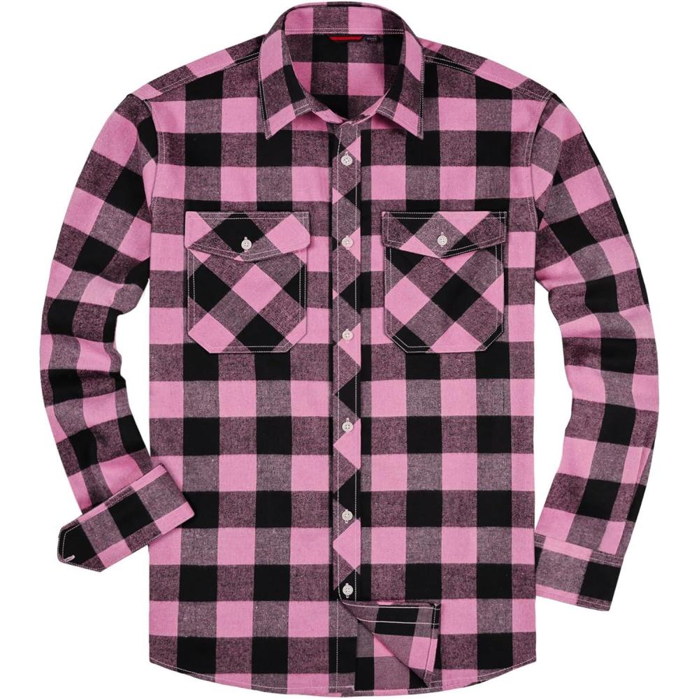 imageAlimens amp Gentle Mens Button Down Regular Fit Long Sleeve Plaid Flannel Casual ShirtsRosyblack