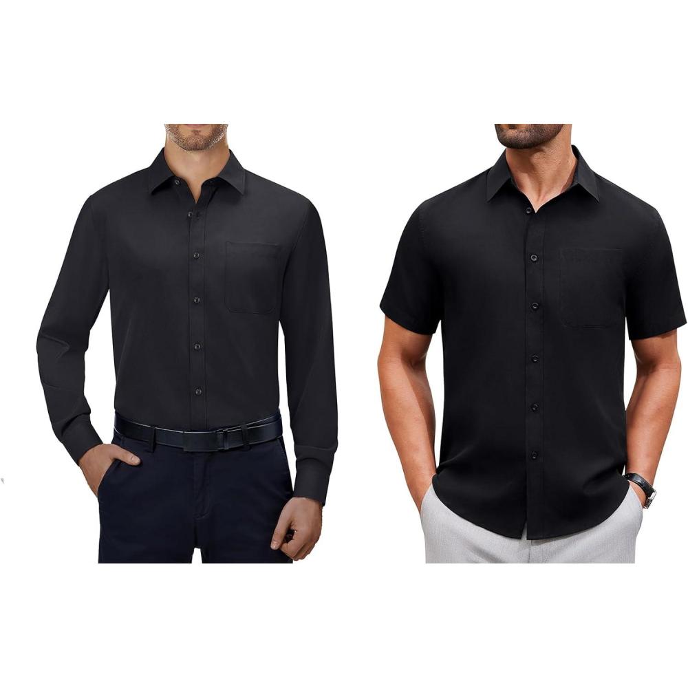 imageAlimens amp Gentle Mens Dress Shirts Wrinkle Free Solid Button Down Shirts for Summer Business Wedding