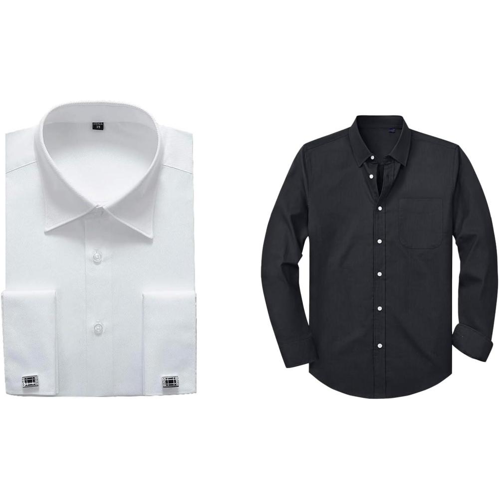 imageAlimens amp Gentle Mens French Cuff Dress Shirt and Oxford Shirts with Pocket