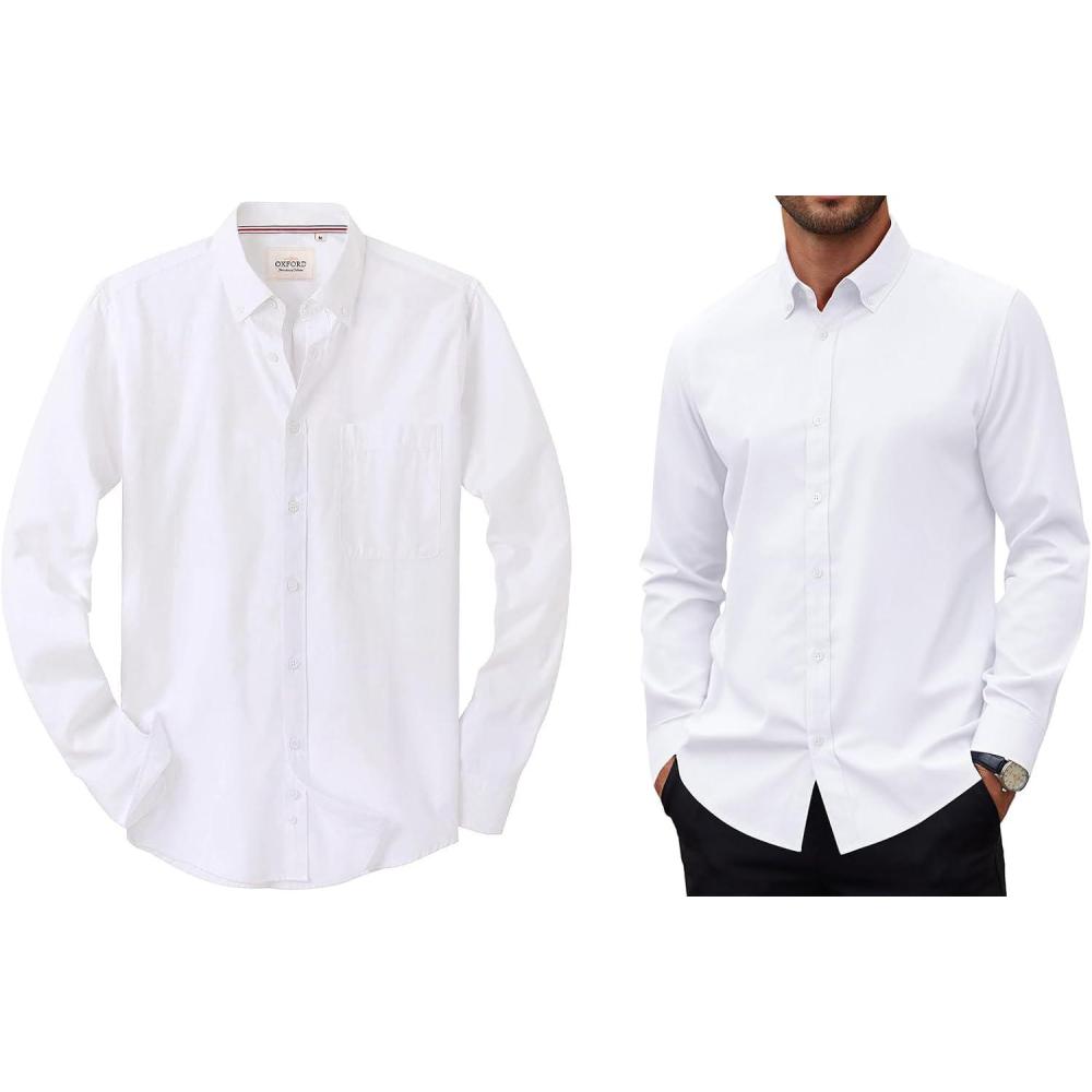 imageAlimens amp Gentle Mens Oxford Shirts Solid Long Sleeve Dress Shirt for Men Casual Business Work Button Down Shirts