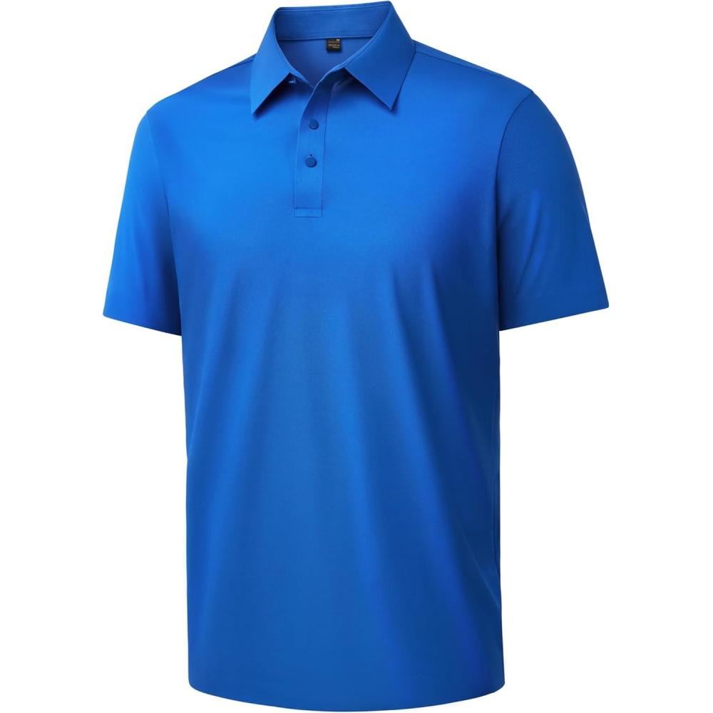 imageAlimens amp Gentle Mens Polo Shirt Stretch Short Sleeve Dry Fit Golf Shirts Moisture Wicking Breathable Tops Daily Tennis SportRoyal Blue