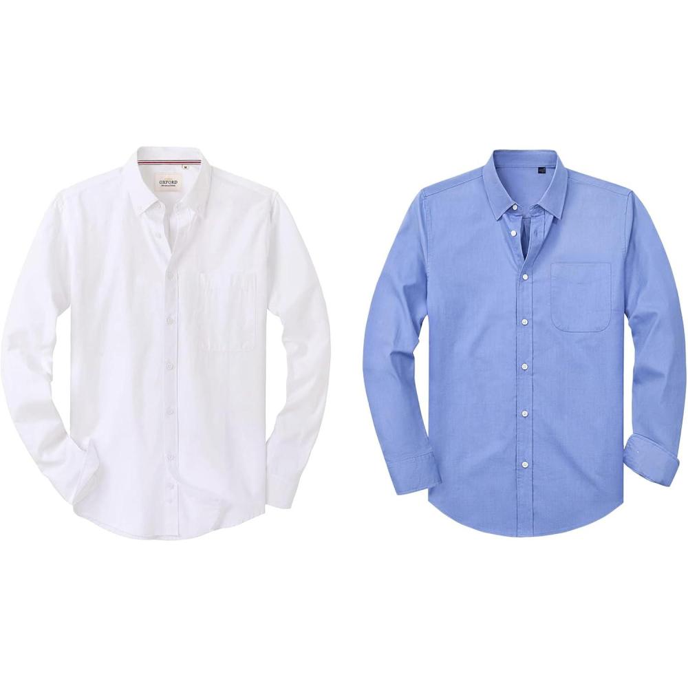 imageAlimens amp Gentle Mens Solid Oxford Shirt Long Sleeve Stretch Button Down Shirts with Pocket Casual Work
