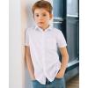 Alimens & Gentle Boy’s Short Sleeve Dress Shirts Wrinkle Free Solid Casual Button Down Shirts with Pocket(White)
