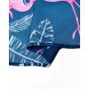 Alimens & Gentle Hawaiian Shirt for Men Summer Beach Casual Short Sleeve Button Down Shirts Printed Tropical Vacation Shirts(Navy Rosy)