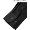 Alimens & Gentle Men’s Dress Shirts Long Sleeve Wrinkle-Resistant Solid Stretch Button Down Shirt(Black)