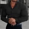 Alimens & Gentle Men’s Dress Shirts Long Sleeve Wrinkle-Resistant Solid Stretch Button Down Shirt(Black)