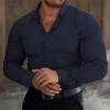 Alimens & Gentle Men’s Dress Shirts Long Sleeve Wrinkle-Resistant Solid Stretch Button Down Shirt(Navy)
