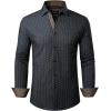 Alimens & Gentle Mens Dress Shirts Printed Button Down Shirt Long Sleeve Regular Fit Inner Collar Contrast Shirt Business(Navy-pat10)