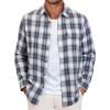 Alimens & Gentle Men’s Flannel Long Sleeve Shirt Classic Plaid Button Down Shirts Soft Warm Winter Tops with Pocket Work Camp(Blue White Plaid)
