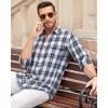 Alimens & Gentle Men’s Flannel Long Sleeve Shirt Classic Plaid Button Down Shirts Soft Warm Winter Tops with Pocket Work Camp(Blue White Plaid)