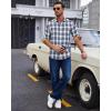Alimens & Gentle Men’s Flannel Long Sleeve Shirt Classic Plaid Button Down Shirts Soft Warm Winter Tops with Pocket Work Camp(Blue White Plaid)