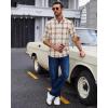 Alimens & Gentle Men’s Flannel Long Sleeve Shirt Classic Plaid Button Down Shirts Soft Warm Winter Tops with Pocket Work Camp(Brown White Plaid)