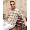 Alimens & Gentle Men’s Flannel Long Sleeve Shirt Classic Plaid Button Down Shirts Soft Warm Winter Tops with Pocket Work Camp(Brown White Plaid)