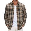 Alimens & Gentle Men’s Flannel Long Sleeve Shirt Classic Plaid Button Down Shirts Soft Warm Winter Tops with Pocket Work Camp(Khaki Black Plaid)