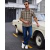 Alimens & Gentle Men’s Flannel Long Sleeve Shirt Classic Plaid Button Down Shirts Soft Warm Winter Tops with Pocket Work Camp(Khaki Black Plaid)
