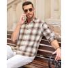 Alimens & Gentle Men’s Flannel Long Sleeve Shirt Classic Plaid Button Down Shirts Soft Warm Winter Tops with Pocket Work Camp(Khaki White Plaid)