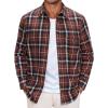 Alimens & Gentle Men’s Flannel Long Sleeve Shirt Classic Plaid Button Down Shirts Soft Warm Winter Tops with Pocket Work Camp(Orange Navy Plaid)
