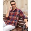 Alimens & Gentle Men’s Flannel Long Sleeve Shirt Classic Plaid Button Down Shirts Soft Warm Winter Tops with Pocket Work Camp(Red Navy Plaid)