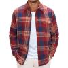 Alimens & Gentle Men’s Flannel Long Sleeve Shirt Classic Plaid Button Down Shirts Soft Warm Winter Tops with Pocket Work Camp(Red Navy Plaid)
