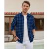 Alimens & Gentle Men’s Flannel Shirt Long Sleeve Plaid Button Down Shirts Casual Work Soft Tops Family Gathering with Pocket(Blue Black Plaid)