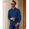 Alimens & Gentle Men’s Flannel Shirt Long Sleeve Plaid Button Down Shirts Casual Work Soft Tops Family Gathering with Pocket(Blue Black Plaid)