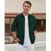 Alimens & Gentle Men’s Flannel Shirt Long Sleeve Plaid Button Down Shirts Casual Work Soft Tops Family Gathering with Pocket(Green Black Plaid)