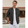 Alimens & Gentle Men’s Flannel Shirt Long Sleeve Plaid Button Down Shirts Casual Work Soft Tops Family Gathering with Pocket(Grey Black Plaid)