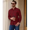 Alimens & Gentle Men’s Flannel Shirt Long Sleeve Plaid Button Down Shirts Casual Work Soft Tops Family Gathering with Pocket(Red Black Plaid)