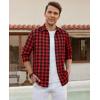 Alimens & Gentle Men’s Flannel Shirt Long Sleeve Plaid Button Down Shirts Casual Work Soft Tops Family Gathering with Pocket(Red Black Plaid)