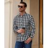 Alimens & Gentle Men’s Flannel Shirt Long Sleeve Plaid Button Down Shirts Casual Work Soft Tops Family Gathering with Pocket(White Black Plaid)