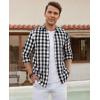 Alimens & Gentle Men’s Flannel Shirt Long Sleeve Plaid Button Down Shirts Casual Work Soft Tops Family Gathering with Pocket(White Black Plaid)
