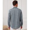 Alimens & Gentle Men’s Flannel Shirt Long Sleeve Plaid Button Down Shirts Casual Work Soft Tops Family Gathering with Pocket(White Navy Plaid)