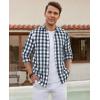 Alimens & Gentle Men’s Flannel Shirt Long Sleeve Plaid Button Down Shirts Casual Work Soft Tops Family Gathering with Pocket(White Navy Plaid)