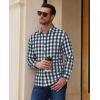 Alimens & Gentle Men’s Flannel Shirt Long Sleeve Plaid Button Down Shirts Casual Work Soft Tops Family Gathering with Pocket(White Navy Plaid)