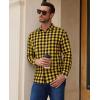 Alimens & Gentle Men’s Flannel Shirt Long Sleeve Plaid Button Down Shirts Casual Work Soft Tops Family Gathering with Pocket(Yellow Black Plaid)