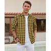 Alimens & Gentle Men’s Flannel Shirt Long Sleeve Plaid Button Down Shirts Casual Work Soft Tops Family Gathering with Pocket(Yellow Black Plaid)