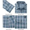 Alimens & Gentle Men’s Flannel Shirt Long Sleeve Plaid Button Down Shirts Jacket Casual Work Outdoor Camp with Pockets(Blue White Plaid)