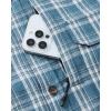 Alimens & Gentle Men’s Flannel Shirt Long Sleeve Plaid Button Down Shirts Jacket Casual Work Outdoor Camp with Pockets(Blue White Plaid)