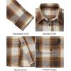Alimens & Gentle Men’s Flannel Shirt Long Sleeve Plaid Button Down Shirts Jacket Casual Work Outdoor Camp with Pockets(Brown White Plaid)