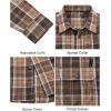 Alimens & Gentle Men’s Flannel Shirt Long Sleeve Plaid Button Down Shirts Jacket Casual Work Outdoor Camp with Pockets(Dark Brown Plaid)