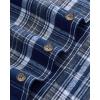 Alimens & Gentle Men’s Flannel Shirt Long Sleeve Plaid Button Down Shirts Jacket Casual Work Outdoor Camp with Pockets(Navy White Plaid)