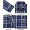 Alimens & Gentle Men’s Flannel Shirt Long Sleeve Plaid Button Down Shirts Jacket Casual Work Outdoor Camp with Pockets(Navy White Plaid)