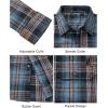 Alimens & Gentle Men’s Flannel Shirt Long Sleeve Plaid Button Down Shirts Jacket Casual Work Outdoor Camp with Pockets(Orange Blue Plaid)