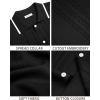 Alimens & Gentle Mens Knit Shirt Short Sleeve Button Down Shirt Textured Casual Summer Beach Polo Shirts(Black)