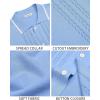 Alimens & Gentle Mens Knit Shirt Short Sleeve Button Down Shirt Textured Casual Summer Beach Polo Shirts(Blue)