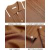 Alimens & Gentle Mens Knit Shirt Short Sleeve Button Down Shirt Textured Casual Summer Beach Polo Shirts(Brown)