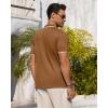 Alimens & Gentle Mens Knit Shirt Short Sleeve Button Down Shirt Textured Casual Summer Beach Polo Shirts(Brown)